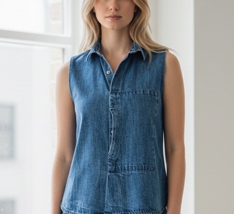 Zara Trf Denim Blouse